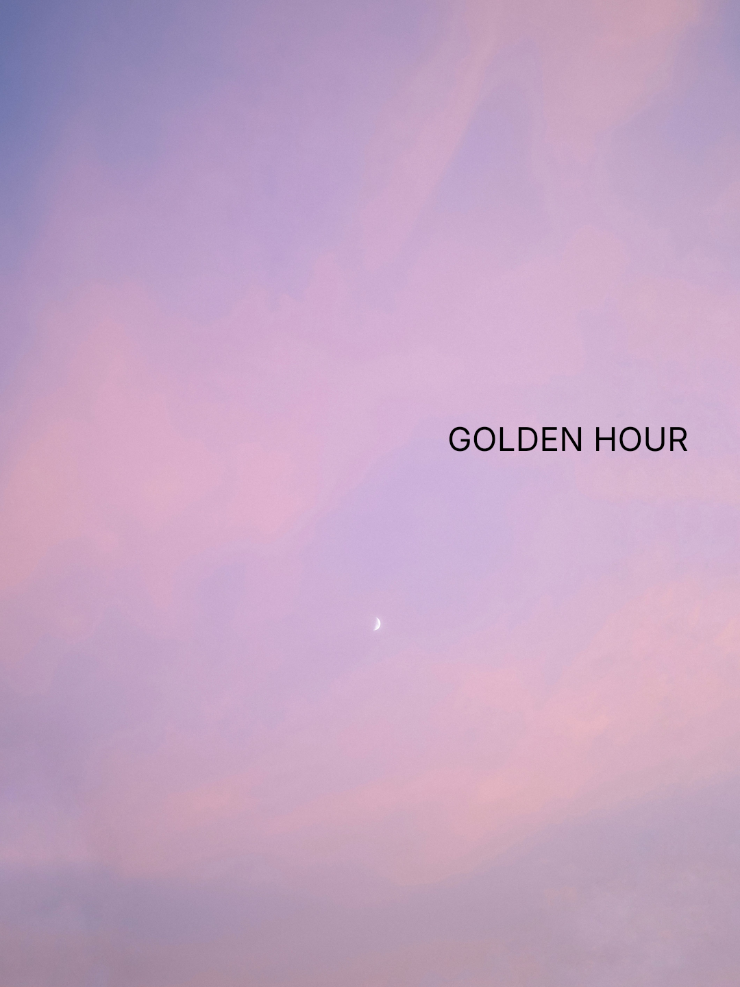 The finished 1080 x 1440 pastel sky cover with the GOLDEN HOUR title, exported as PNG from PhotoCraft.